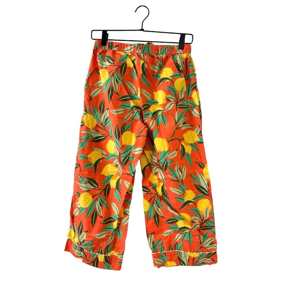 Printfresh Anthropologie Lemon Zest Lounge Pants XS Cropped Pajama Cozy Orange - Picture 2 of 3